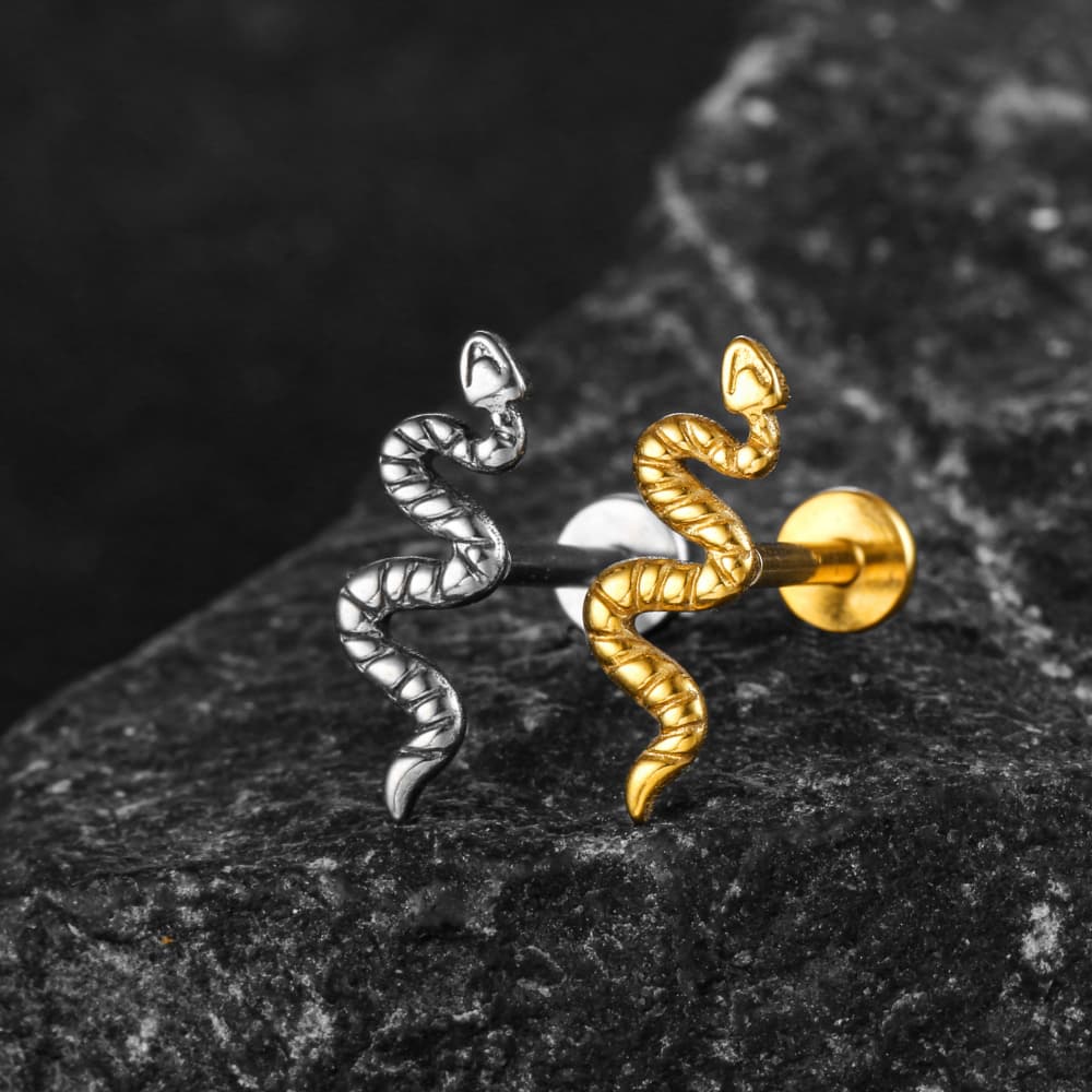 Snake Threadless Flat Back Labret - Image 5