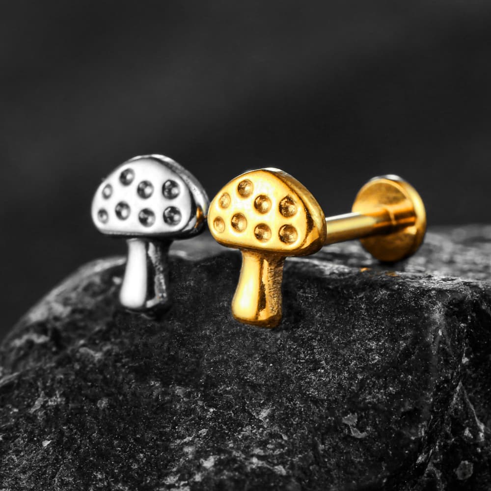 Mushroom Threadless Flat Back Labret - Image 3