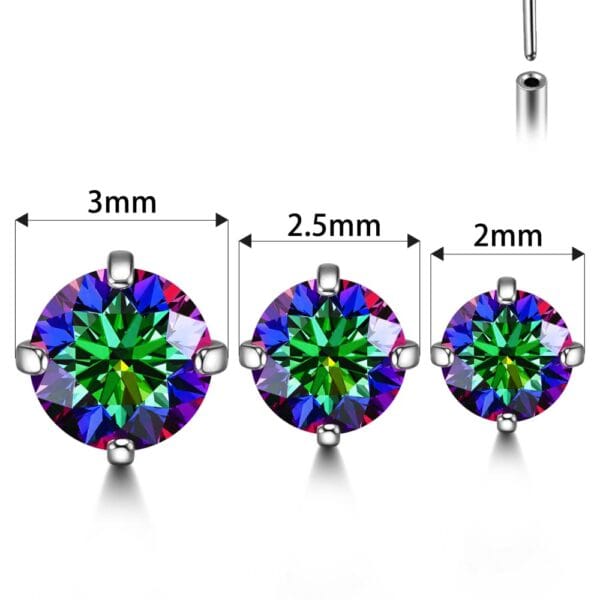 Rainbow CZ Threadless Labret Stud