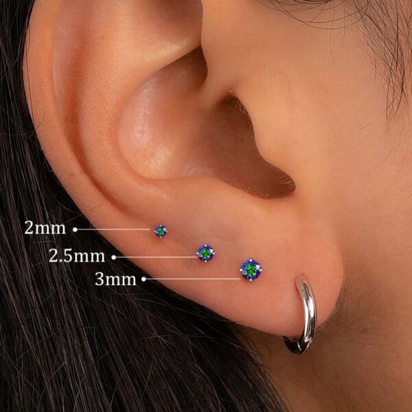 Rainbow CZ Threadless Labret Stud