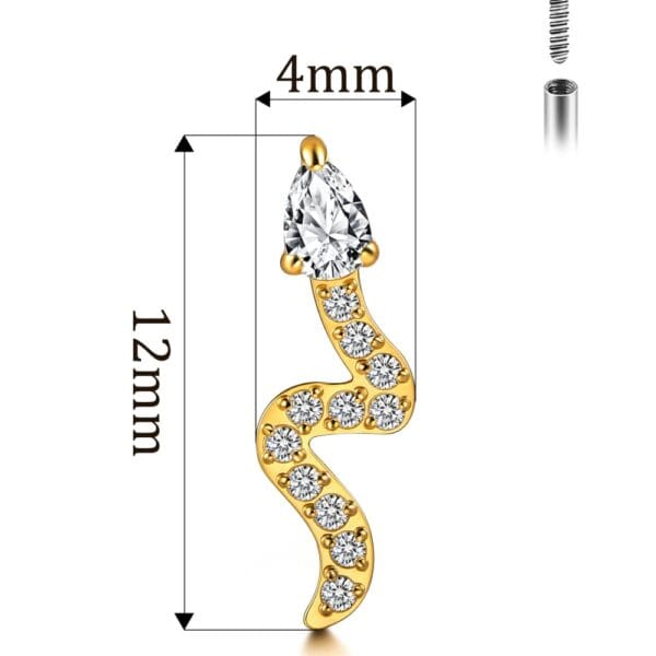 Snake Internal Thread Flat Back Studs