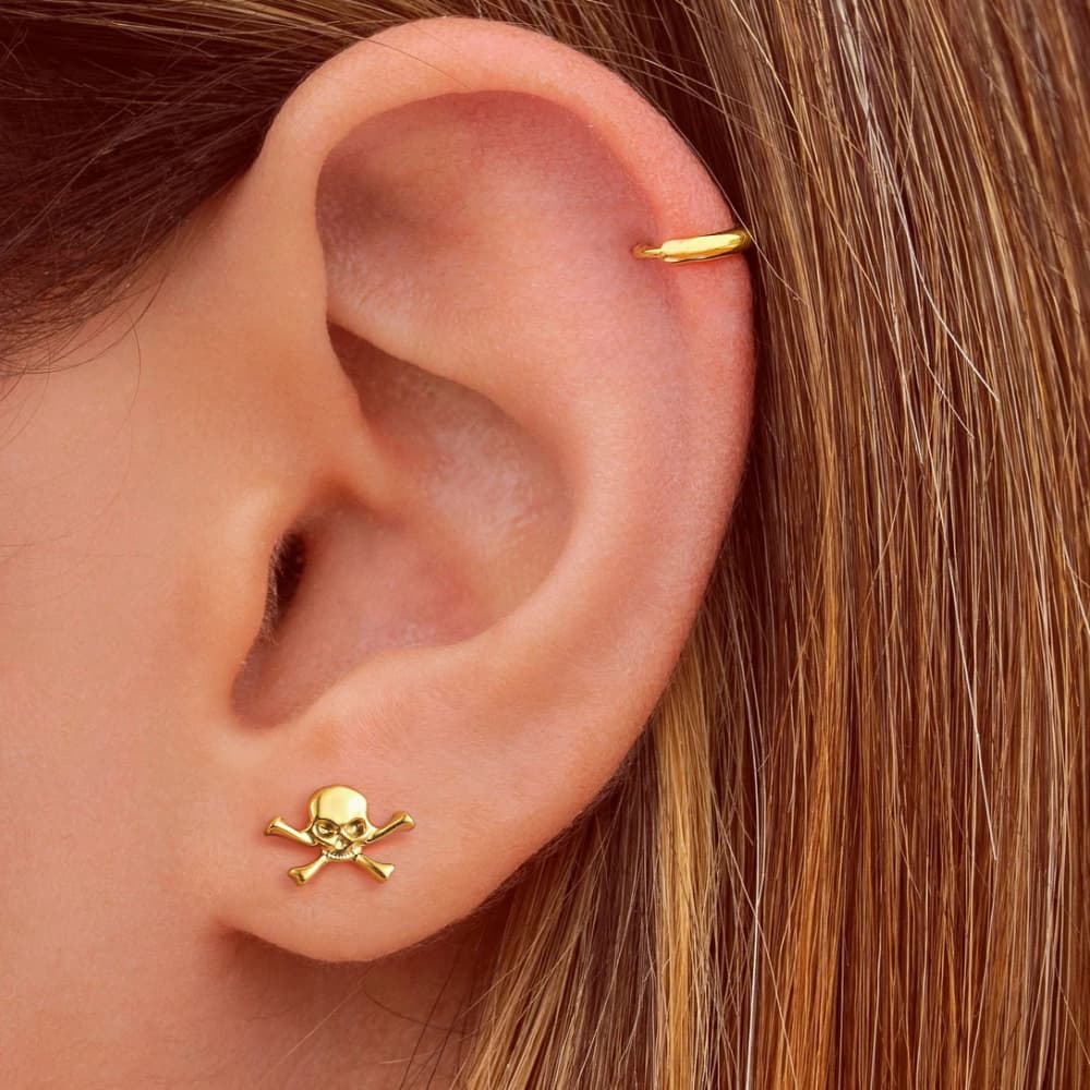 Skull Internal Thread Flat Back Labret Studs - Image 2