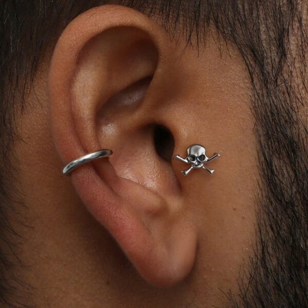 Skull Internal Thread Flat Back Labret Studs