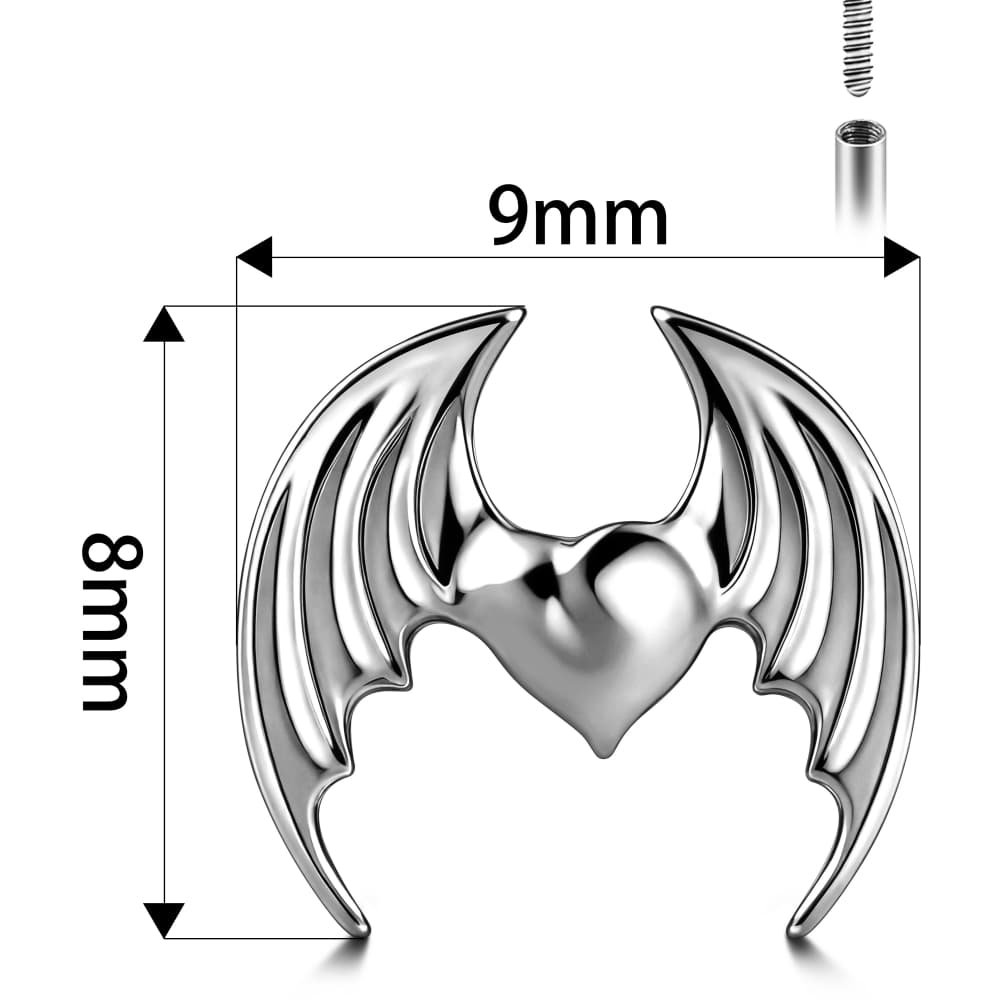 Heart Wings Internal Thread Flat Back Studs - Image 6