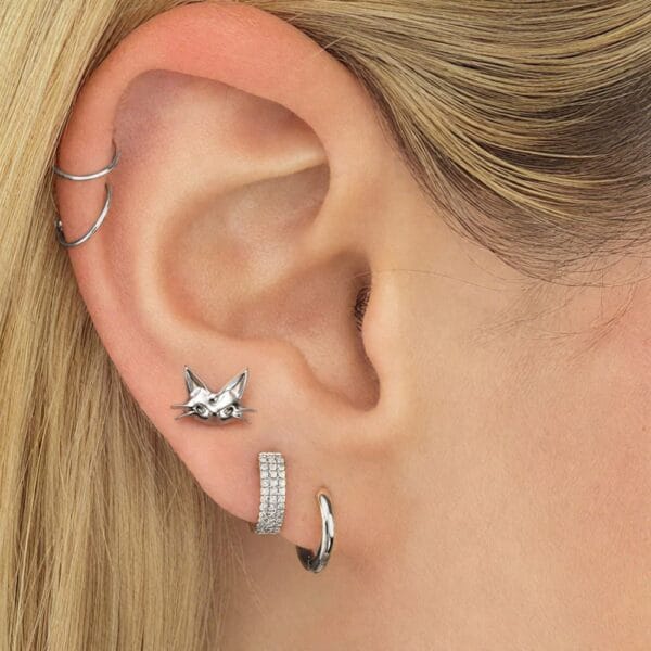 Cute Cat Internal Thread Flat Back Studs