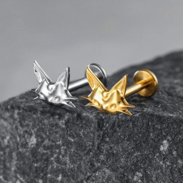 Cute Cat Internal Thread Flat Back Studs