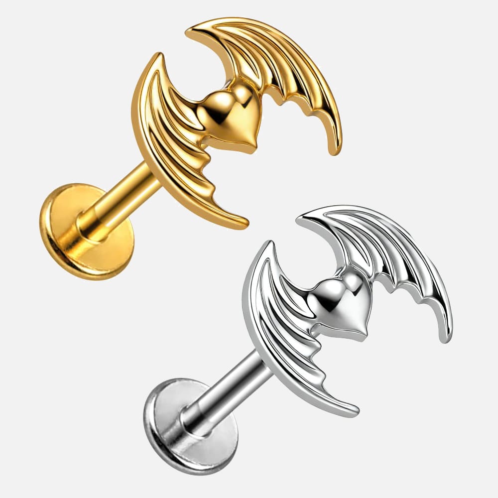 Heart Wings Internal Thread Flat Back Studs