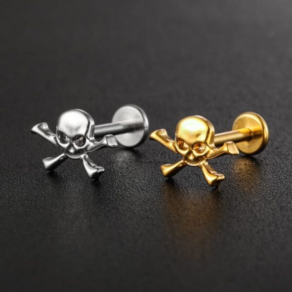 Skull Internal Thread Flat Back Labret Studs