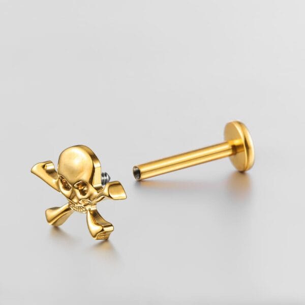 Skull Internal Thread Flat Back Labret Studs