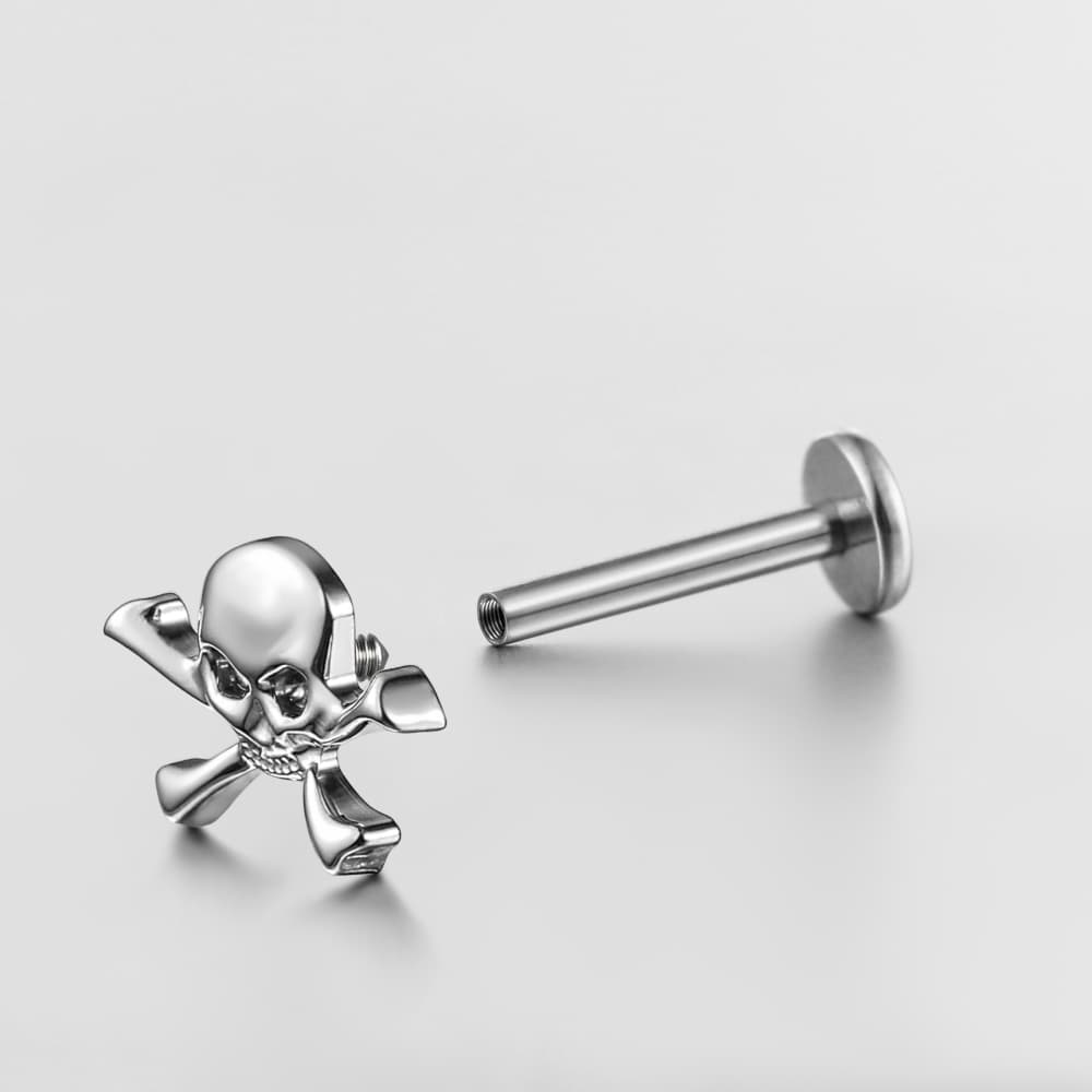 Skull Internal Thread Flat Back Labret Studs - Image 5