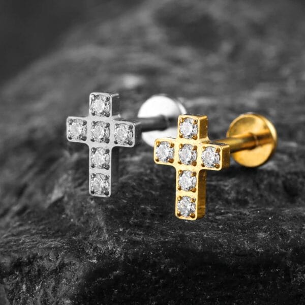 Cross Flat Back Studs
