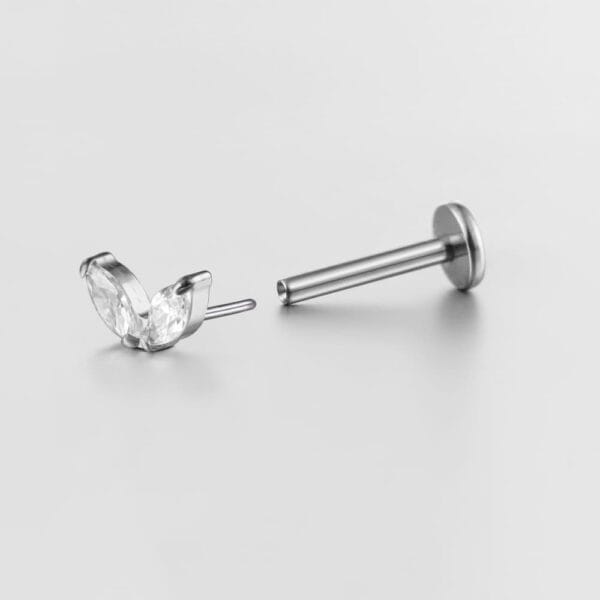 Wing Sparkle CZ Flat Back Studs