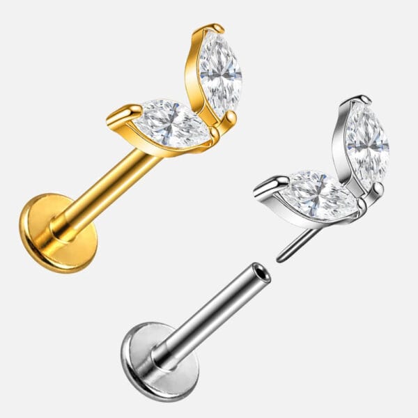 Wing Sparkle CZ Flat Back Studs