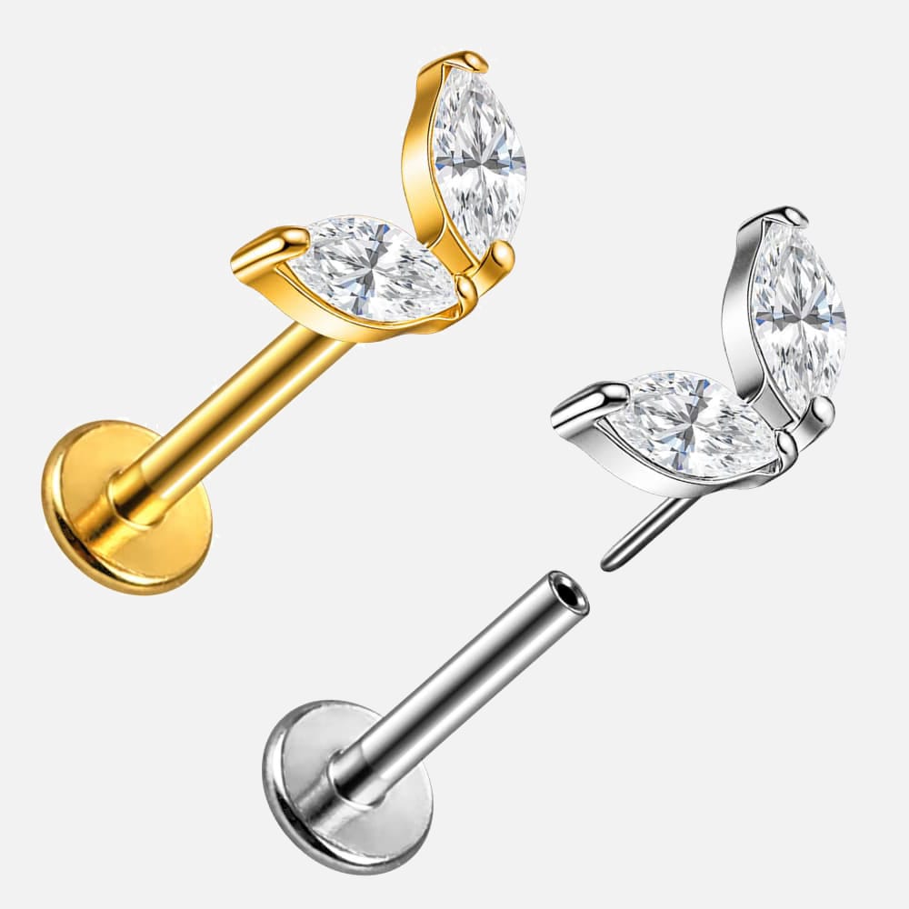 Wing Sparkle CZ Flat Back Studs